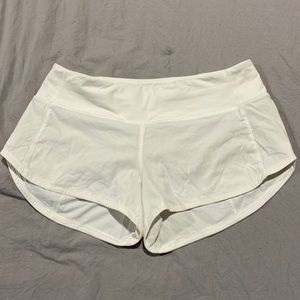 White Lululemon Speed Up Shorts